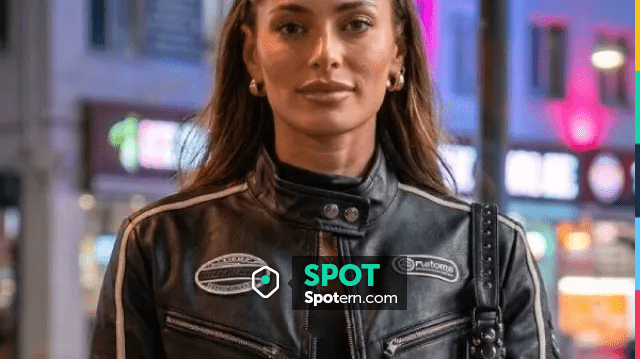 TOWIE Courtney Green Black Leather Jacket worn by Self (Courtney Green