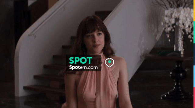 Anastasia Steele Dakota Johnson Pink Dress Seen In Fifty Shades Of Grey Spotern 