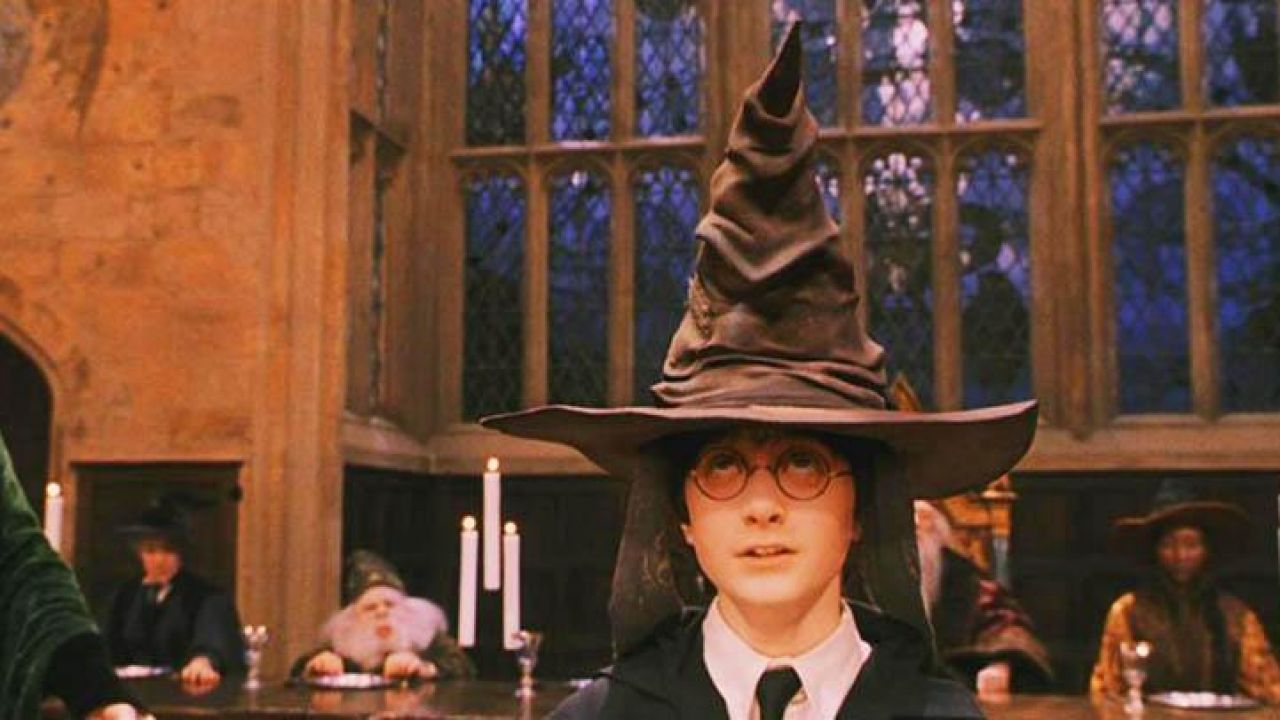 Talking Sorting Hat worn by Harry Potter (Daniel Radcliffe) as seen in ...