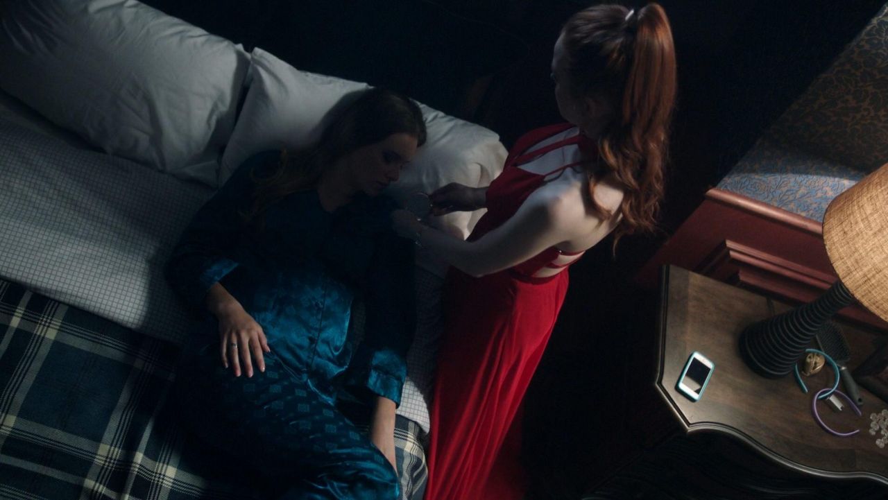 Red Gown Dress worn by Cheryl <b>Blossom</b> (Madelaine Petsch) as seen in Riverda...