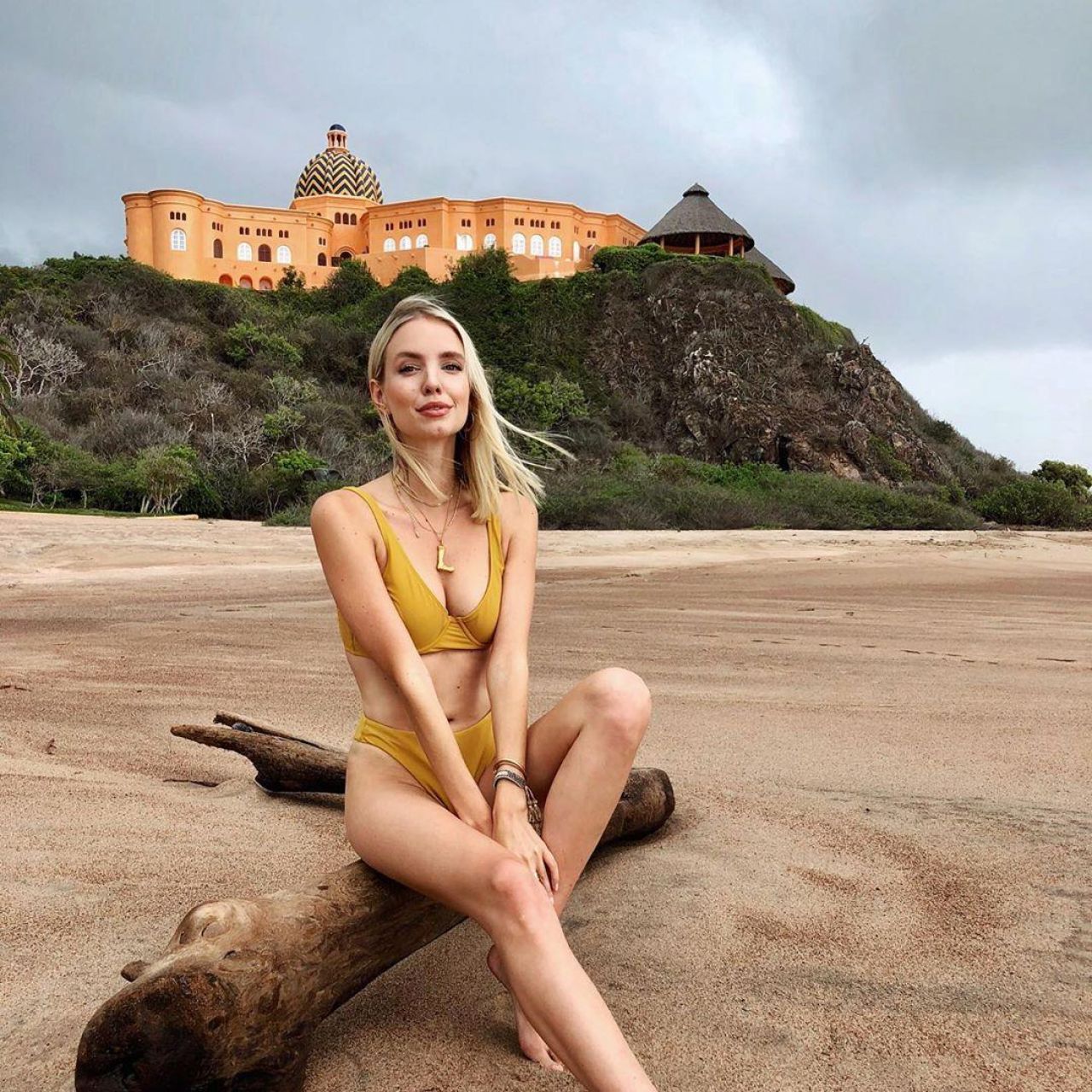 Mustard Long Crop Bikini Top worn by Leonie Hanne on her Instagram account ...