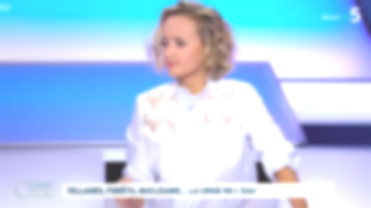 Femmes Invitées à C Dans L Air La chemise à carreaux et col montant Sandro de Caroline Roux dans C