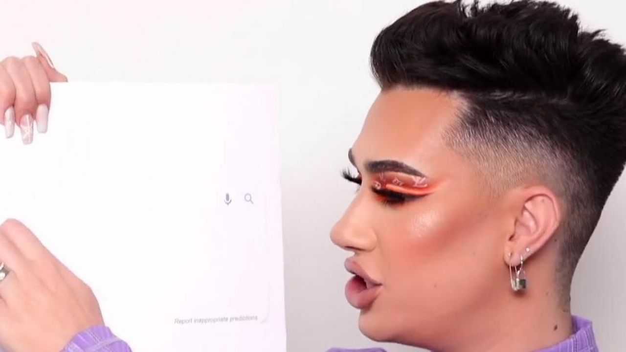 Silver safety pin earring of James Charles in James Charles Answers the Web...