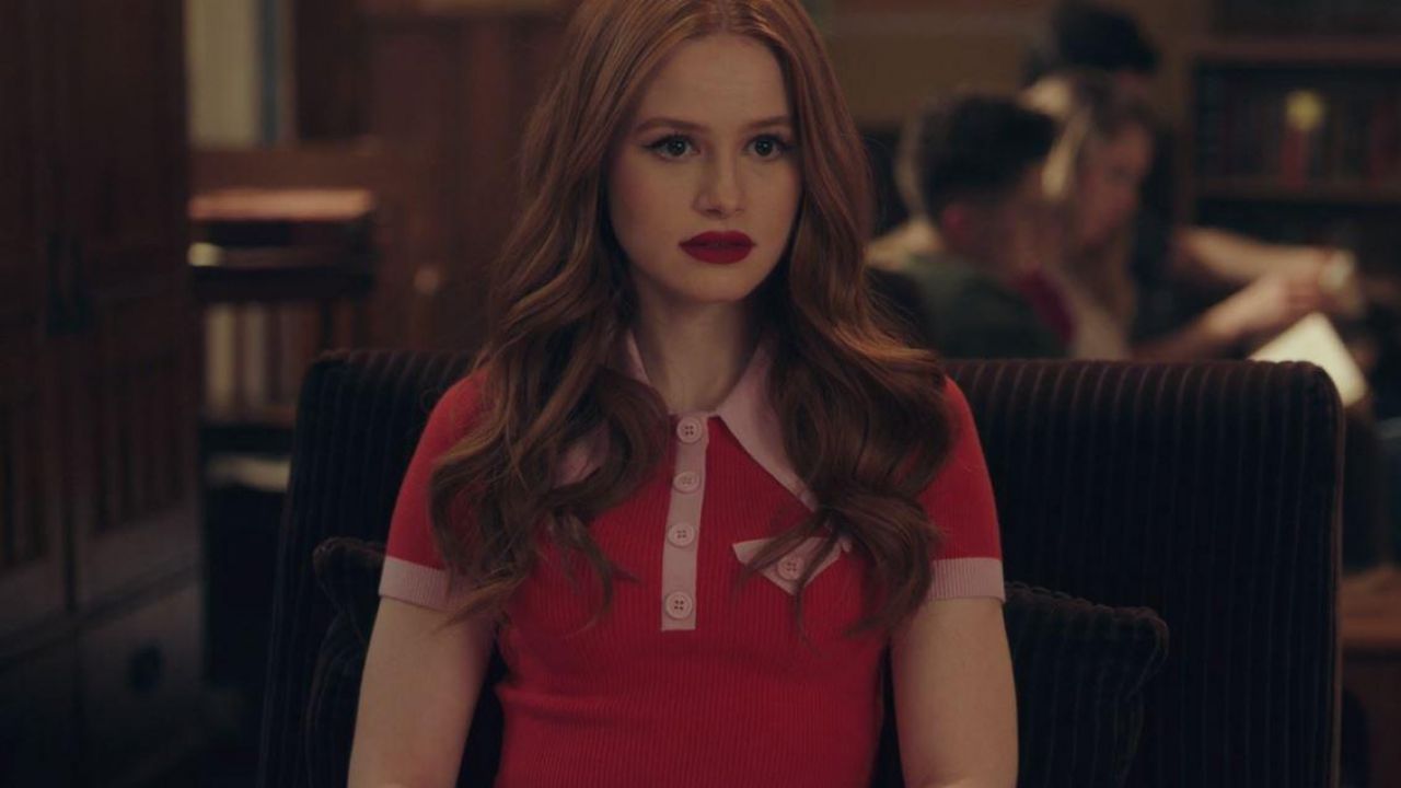 Red and Pink Disco Collar Polo worn by Cheryl Blossom (Madel. 