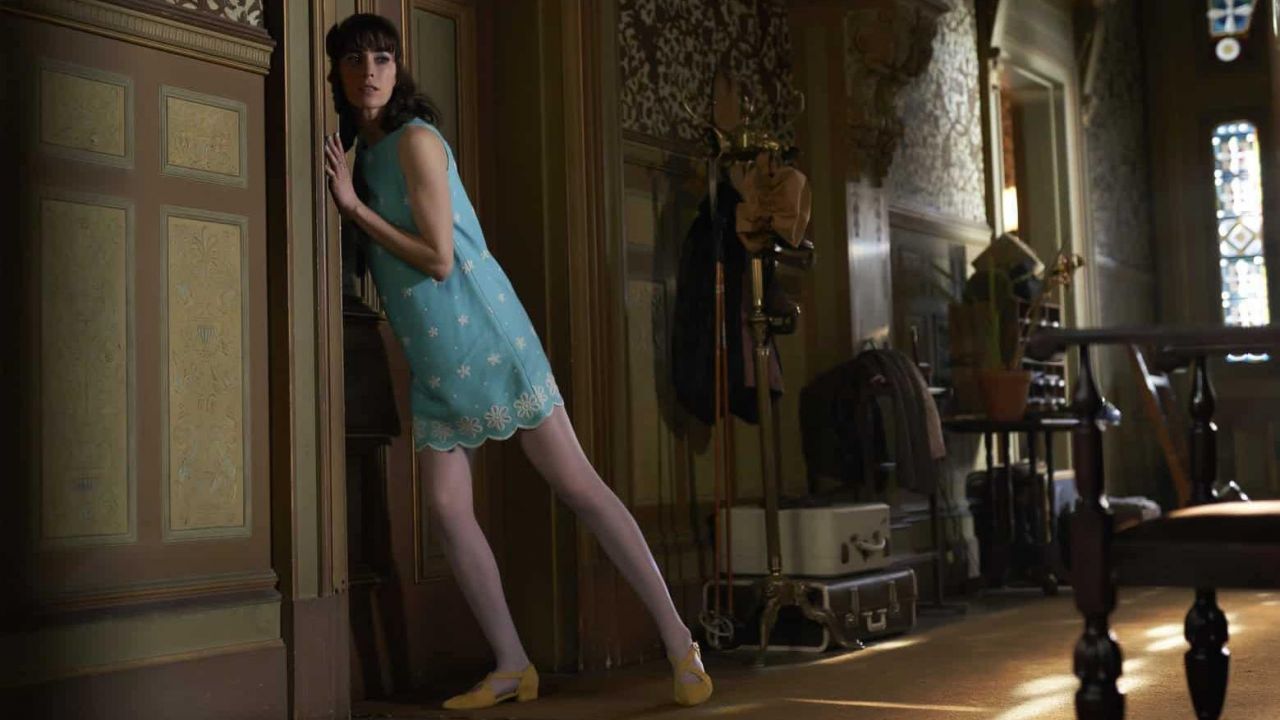 Blue Floral Dress of Peregrine Fisher (Geraldine Hakewill) in Ms Fisher&apo...