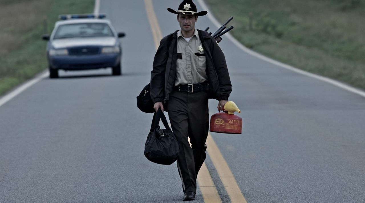 The pants of the uniform of sheriff Rick Grimes (Andrew Lincoln) in The ...