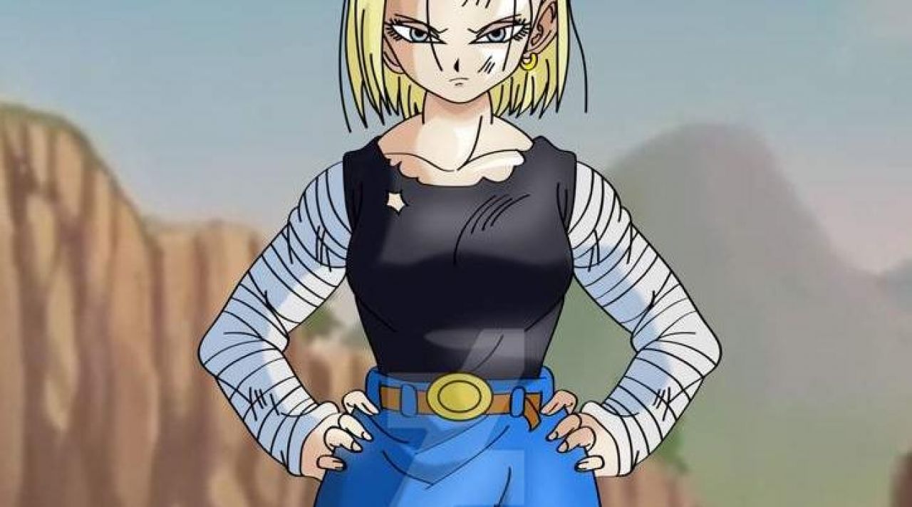 The costume / cosplay of C18 from Dragon Ball Z.