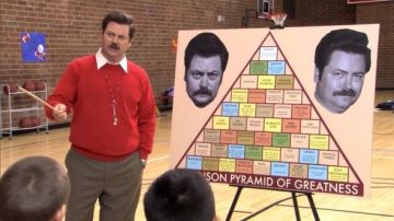 The post the "Swanson Pyramid of Greatness" in Parks and Recreation