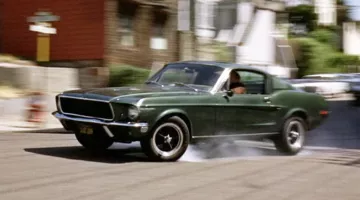 The Ford Mustang GT 390 driven by Frank Bullitt (Steve McQueen) in Bullitt