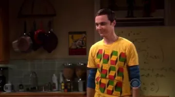 The t-shirt "Opti Blocks" of Sheldon Cooper (Jim Parsons) in The Big Bang Theory S03E04