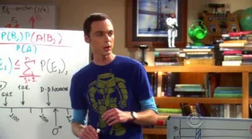Le t-shirt "Manbot" de Sheldon Cooper (Jim Parsons) dans The Big Bang Theory S04E02