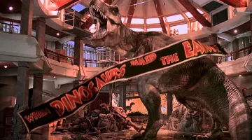 La banderole "When dinosaurs ruled the earth" de Jurassic Park