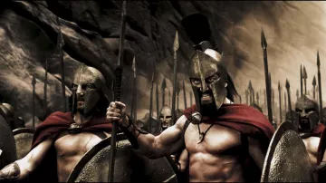 El casco espartano usado por el capitán Artemisa (Vincent Regan) en la película 300
