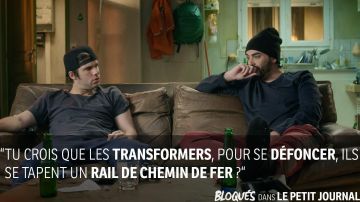 The backpack Ninja Turtle of Orelsan and Gringe in Blocked