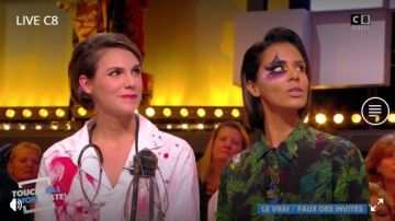 The printed shirt foliage of Shy'm in #TPMP't Touch my post