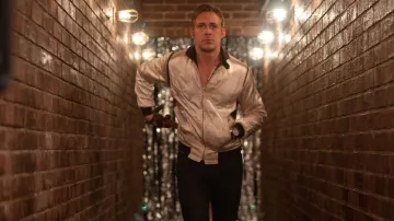 White Satin Bomber worn by The Driver (Ryan Gosling) as seen in Drive