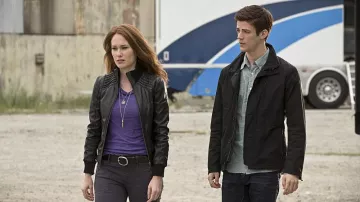 Leather jacket worn by Plastique (Kelly Frye) as seen in The Flash S01E05