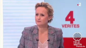 Chaqueta a cuadros de Caroline Roux en Télématin del 06/02/2018