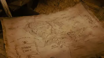 Map of Middle Earth as seen in Lord of the Rings: Fellowship of the Ring