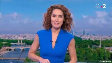 El vestido azul de Marie-Sophie Lacarrau en el periódico 13h de Francia 2 de 08/02/2018