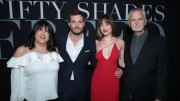 The red dress Cushnie and Ochs of Dakota Johnson at the premiere in Los Angeles of 50 shades lighter