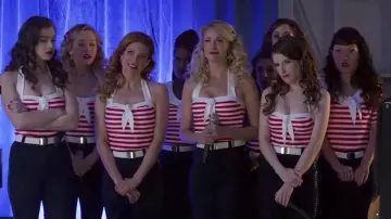 Red striped shirt worn by Aubrey Posen (Anna Camp) as seen in Pitch Perfect 3