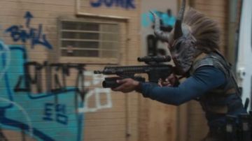 The tribal mask of Erik Killmonger (Michael B. Jordan) in a Black Panther