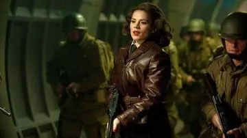 Brown Leather Jacket worn by Peggy Carter (Hayley Atwell) as seen in Captain America: The First Avenger