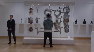 Sherpa denim jacket worn by Eric Killmonger (Michael B. Jordan) as seen in Black Panther Movie