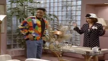 Le blouson à imprimé multicolore 90s porté par Will (Will Smith) dans la série Le Prince de Bel Air (Saison 1 Episode 25)