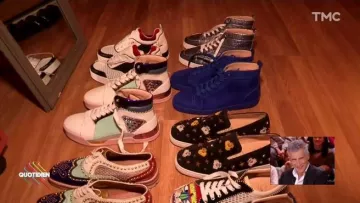 Sneakers Christian Loubouton Louis Orlato Blue nagui (French speacker) in the show Daily of February 10, 2018