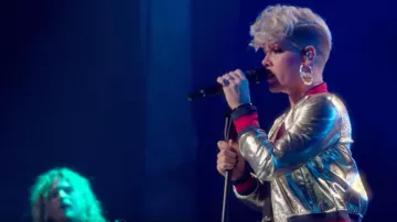 The bomber jacket in Gucci P!nk in the clip Whatever You Want