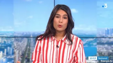 La chemise à rayures de Emilie Tran Nguyen dans Le 12/13 du 19/02/2018