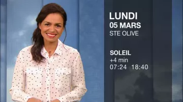 La camisa estampada de corazón de Laurence Roustandjee en El tiempo de M6 del 04/03/2018