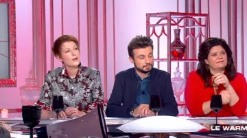 The jacket in flower jacquard Natacha Polony in The earthlings of Sunday's 11/02/2018