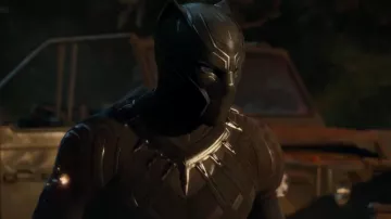 The replica of the mask of Black Panther (Chadwick Boseman) in a Black Panther