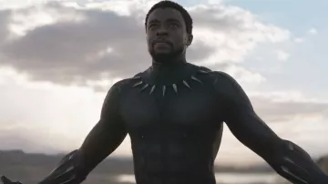 The replica of the costume of the Black Panther (Chadwick Boseman) in a Black Panther