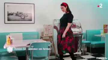 La jupe à fleurs en jacquard conseillée par Sophie Brafman pour une morpho en A dans C'est au programme du 08/03/2018