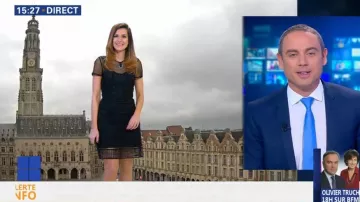 La Robe noire en dentelle et plumetis de Daniela Prepeliuc dans La météo de BFMtv du 07/03/2018