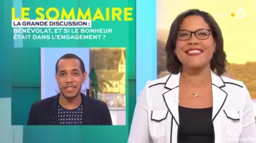 La camiseta blanca de Karine Baste Regis en Les témoins D'Outre Mer del 07/03/2018