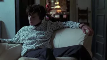 Shirt Faces in White and Black worn by Elio Perlman (Timothée Chalamet) as seen in Call Me by Your Name