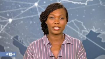 La chemise à rayures de Kareen Guiock dans Le 12:45 de M6 du 05/03/2018