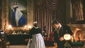 The blue dress of Scarlett O'hara (Vivien Leigh) on his portrait painting in gone with the wind
