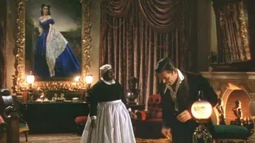 Scarlett O'Hara's (Vivien Leigh) blue dress on the painting in Gone with the Wind