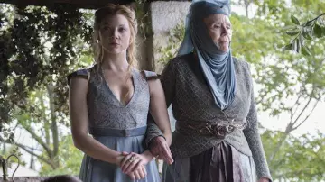 The replica of the blue dress and gold Margaery Tyrell (Natalie Dormer) in Game of Thrones S04E01