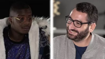 Le blouson à col fourrure Pro­ject X Pa­ris de Ninho dans Clique Dimanche avec Mouloud Achour