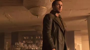 L.Outfitters Mens Blade Runner 2049 Ryan Gosling Fur Lapel Collar Trench Leather Coat