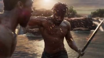 The replica of the arms of Erik Killmonger (Michael B. Jordan) in a Black Panther