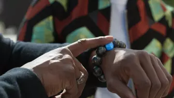 T'­Challa's (Chad­wick Bose­man) Kimoyo beads bracelet as seen in Black Pan­ther