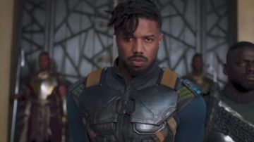 Erik Killmonger's (Michael B. Jordan) blue long sleeve t-shirt as seen in Black Panther